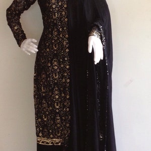 Zwarte Chikankari Kurti met pailletten en Georgette Palazzo-set | Indiase etnische kleding | Grote maten beschikbaar