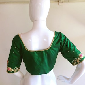 Custom Fit Pure Silk Blouse With Floral Embroidery Sleeves - Etsy
