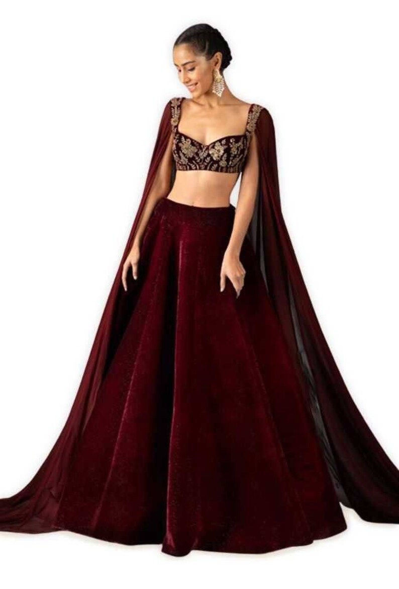 Beautiful Velvet Lehenga With Hand Embroidery Blouse Etsy