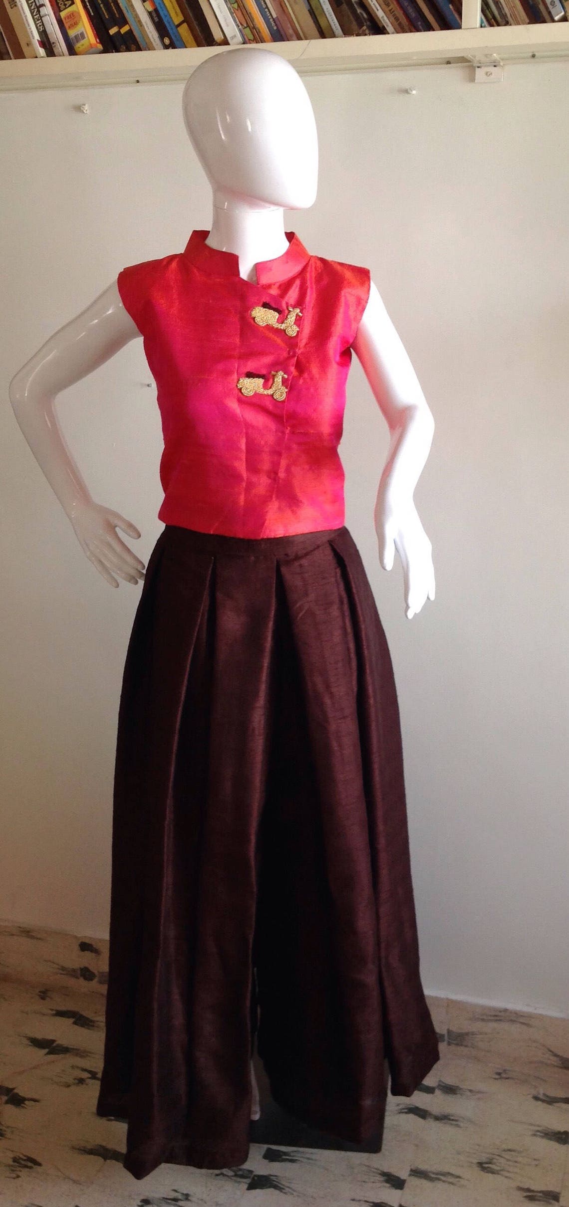 Raw Silk Pleated Palazzo Pants in Custom Colors Etsy India
