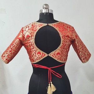 Red Banarasi Brocade Blouse - Custom Stitched Saree Top - Made to Order Indian Blouse - Festive & Wedding Wear