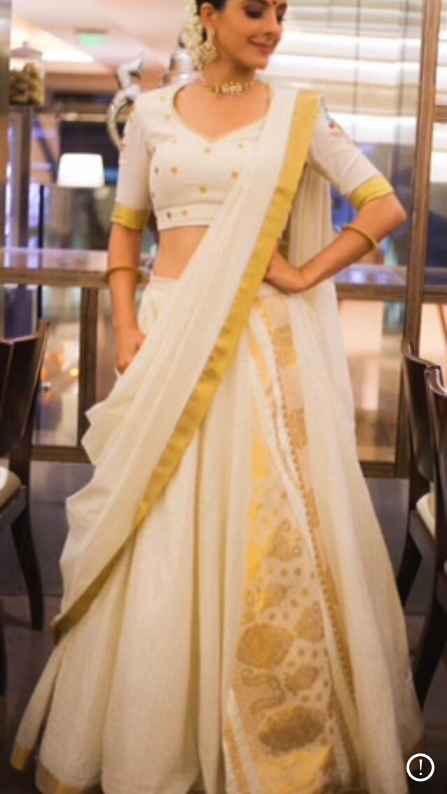 cream lengha