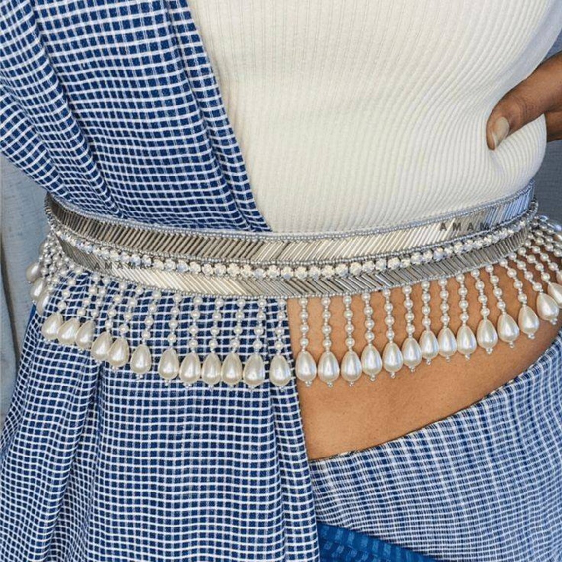 Metal & beads waist belt