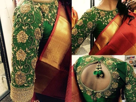 High neck blouse shop back and front designs