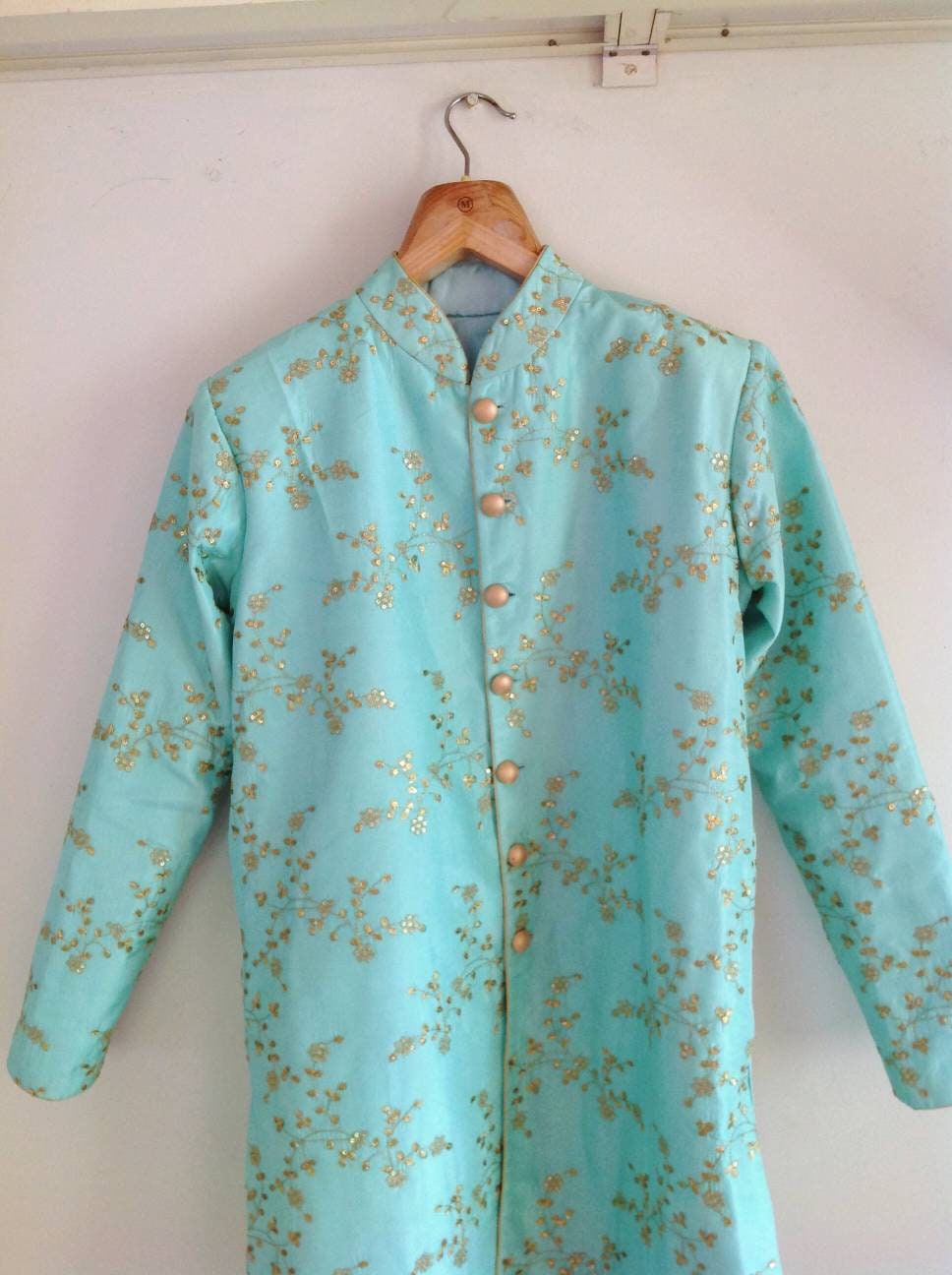 Silk Floral Embroidered Sherwani Available in Custom Colors - Etsy