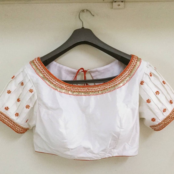 Custom Fit White Pure Silk Blouse With Bead Thread and Sequin - Etsy