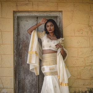 Kerala Kasavu Lehenga Choli White- Just Dropped !
