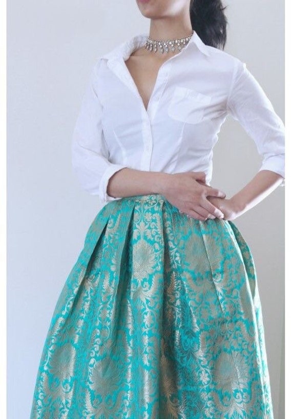 silk skirt and blouse