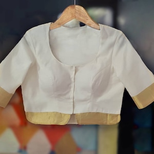 Beautiful ivory handloom kerala kasavu blouse