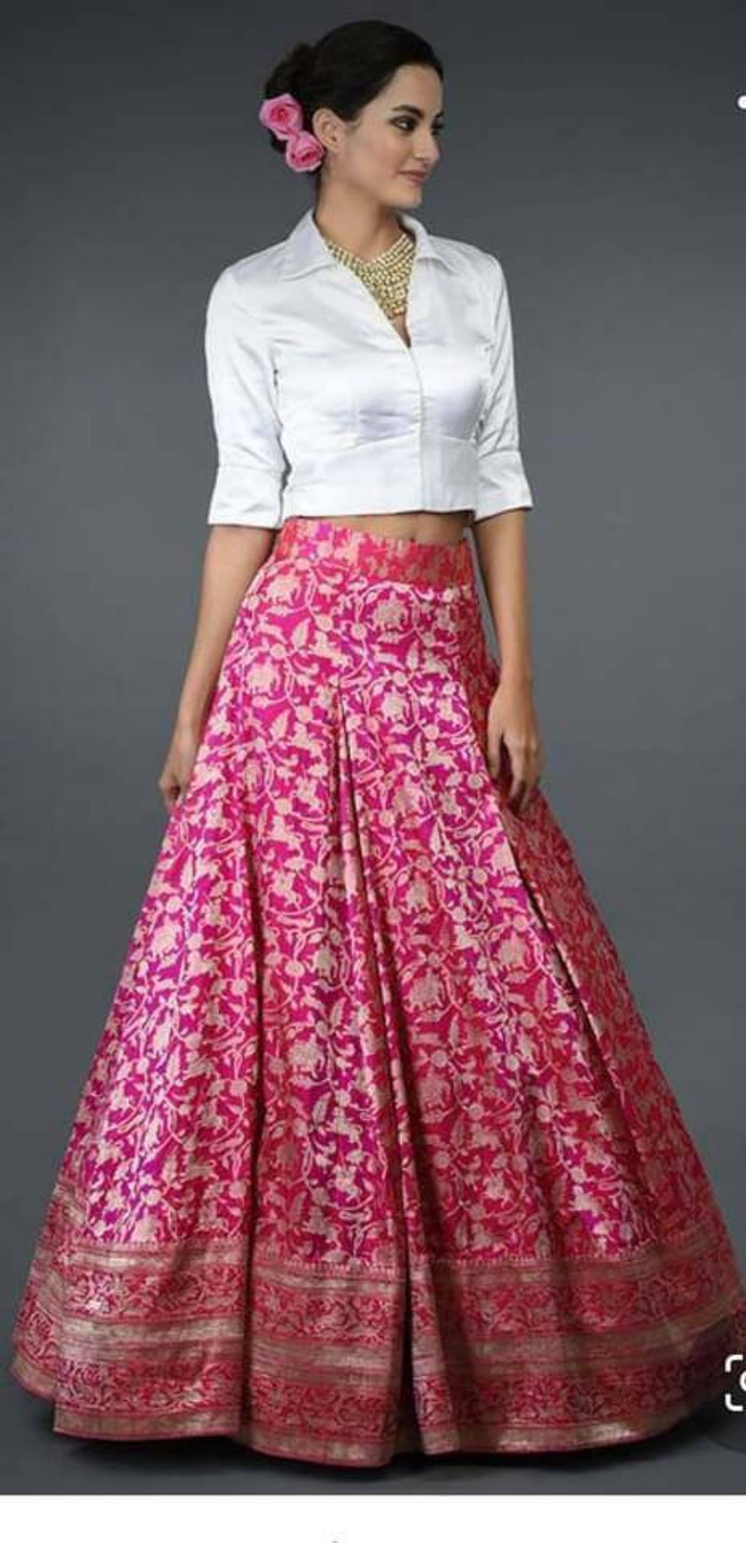 Buy Women's BanarasI Brocade silk Skirt/Lehenga/Ghaghra with cotton linning  for Wedding Sangeet Online at desertcartINDIA