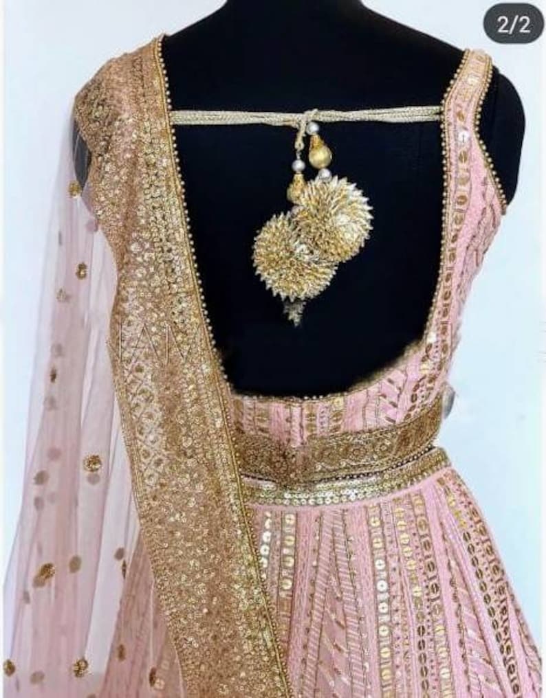 Babyhug Woven Three Fourth Sleeves Georgette Sequin Embroidered Choli Lehenga & Dupatta Set - Purple main image 0
