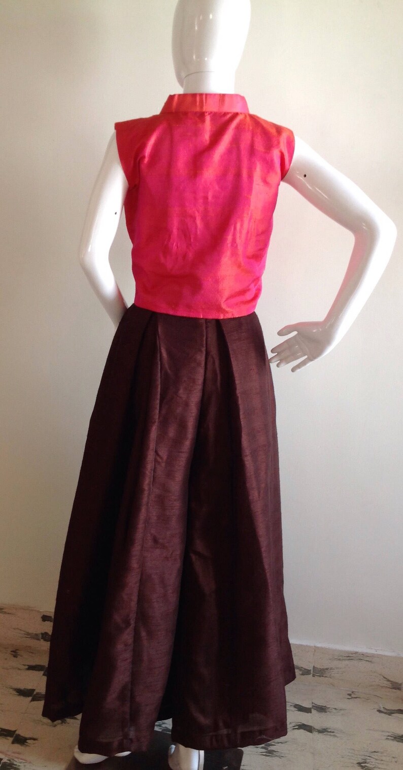 Raw silk pleated palazzo pants in custom colors Etsy