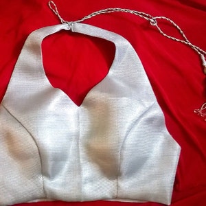 Custom Silver Halter Neck Choli Blouse | Made-to-Measure Back Tie Crop Top