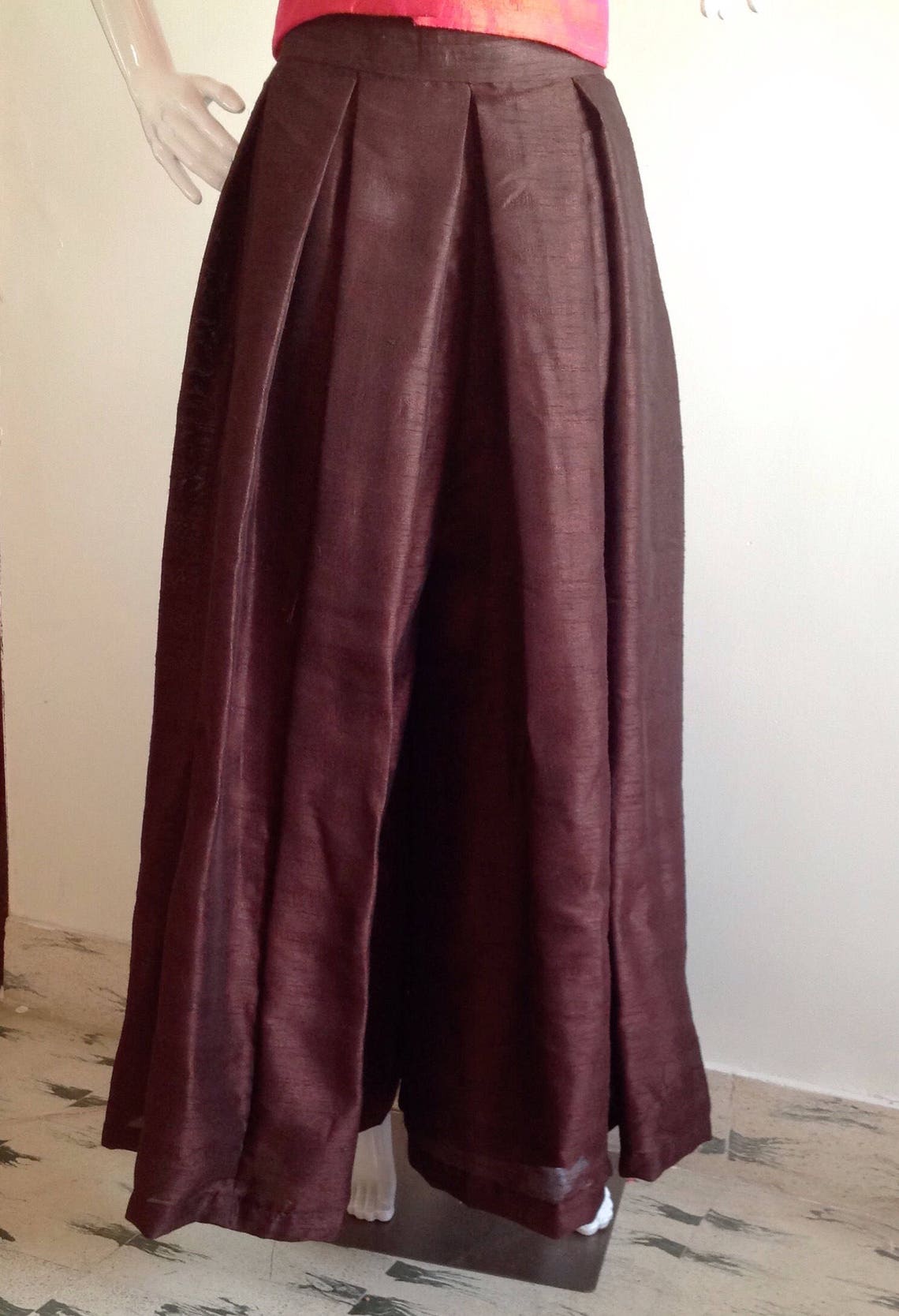 Raw Silk Pleated Palazzo Pants in Custom Colors Etsy India