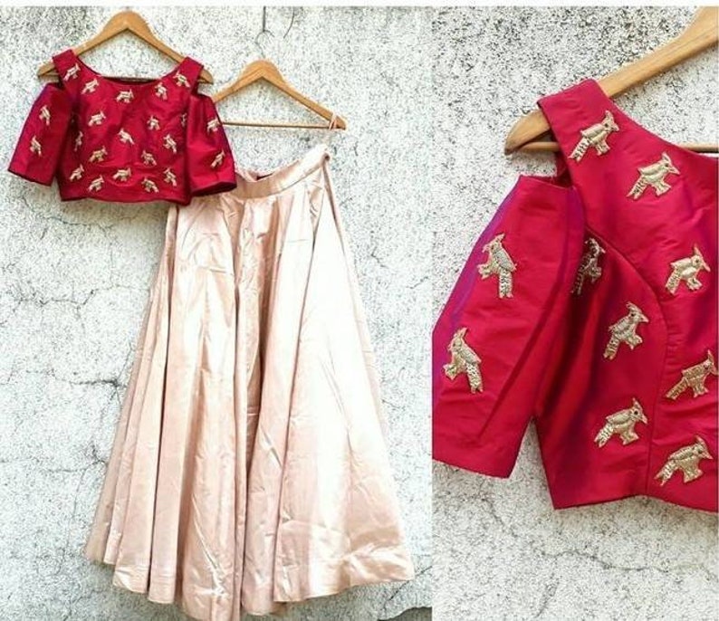 Silk Skirt and Top Set With Bird Embroidery Etsy