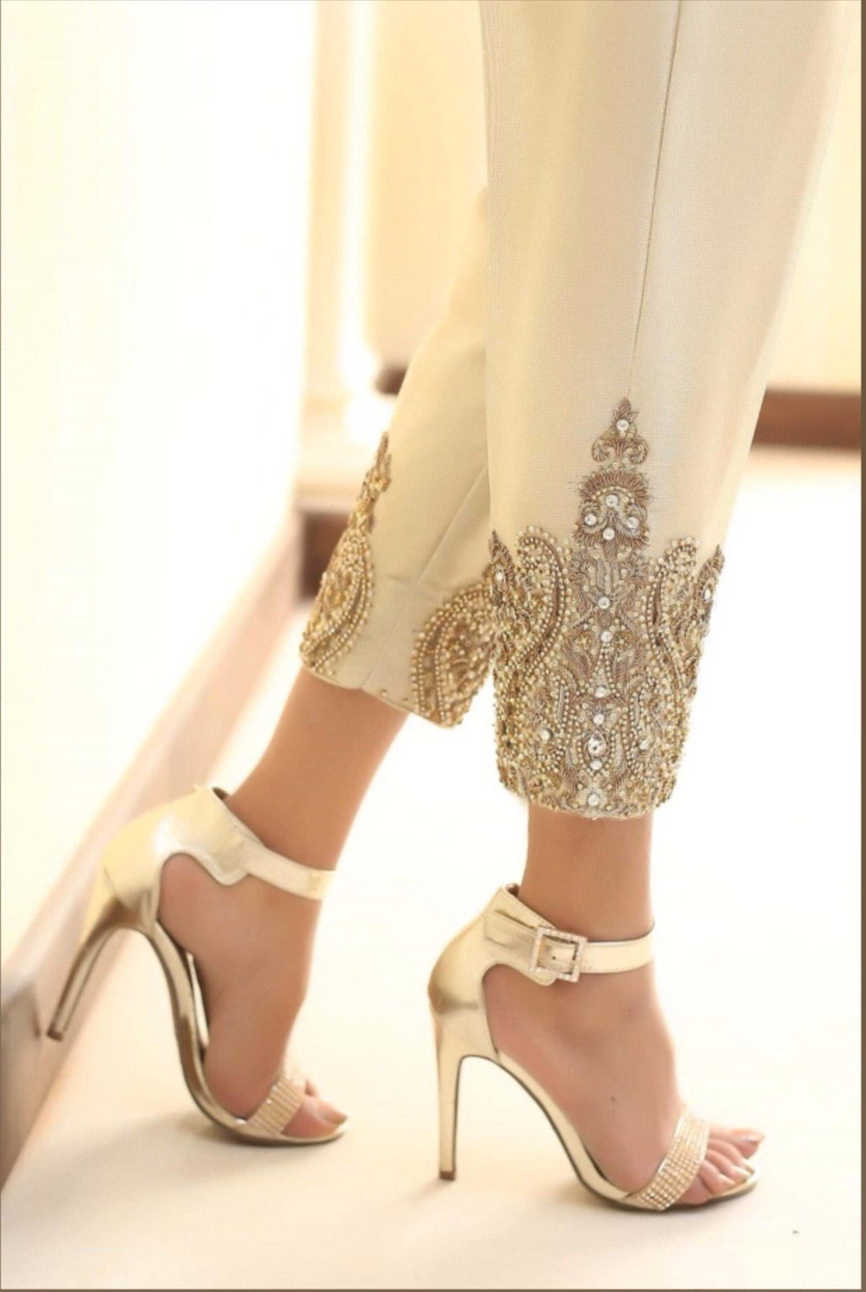 Buy Silver Solid Trousers Online - W for Woman