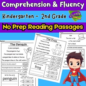 No Prep - Reading Comprehension Passages & Questions (K-2)