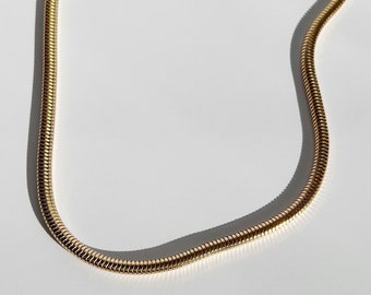 4mm Gold Snake Chain Necklace 16.5" Thick Snake Chain Accent Layering Necklace