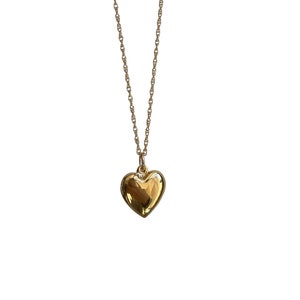 Vintage Dead Stock Recycled Puffy Gold Heart Charm Layering Necklace