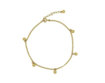 Gold Bauble Anklet I Ball Multi-Charm Bead Anklet Ankle Bracelet