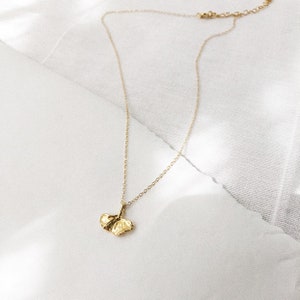 Tiny Gold Gingko Leaf Charm Necklace Dainty Botanical Leaf Necklace image 3