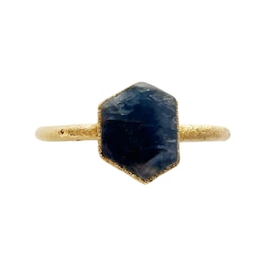Sapphire Raw Stone Crystal Gold Silver Copper Dainty Minimalist September Birthstone Stackable Stacking Ring