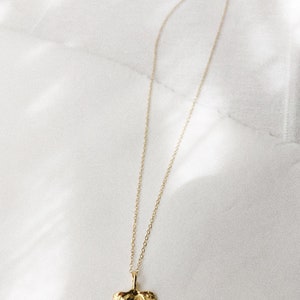 Tiny Gold Gingko Leaf Charm Necklace Dainty Botanical Leaf Necklace image 4