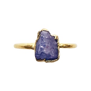 Tanzanite Raw Stone Crystal Gold Dainty Minimalist December Birthstone Stackable Stacking Ring