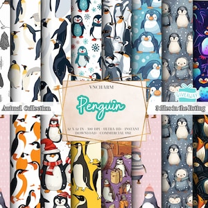 May include: A set of 3 digital paper patterns featuring cute penguins in various poses and colours. The patterns are perfect for crafting, scrapbooking, and other creative projects. The patterns are 30.48 cm by 30.48 cm and 300 DPI.