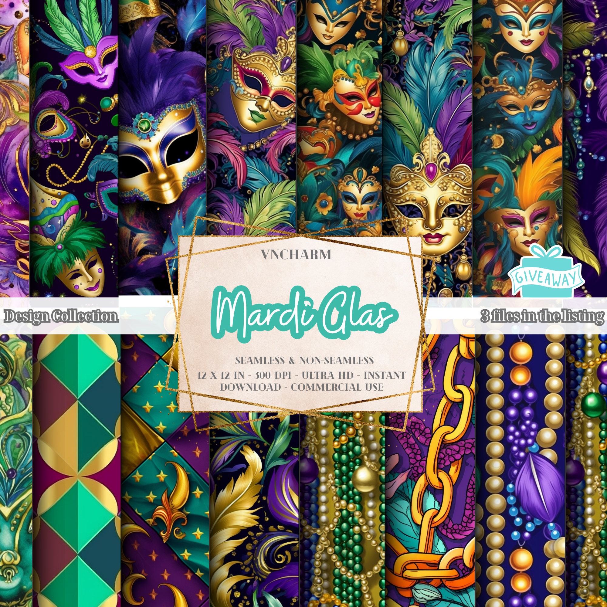 Jewelry Background Mardi Gras Fabric