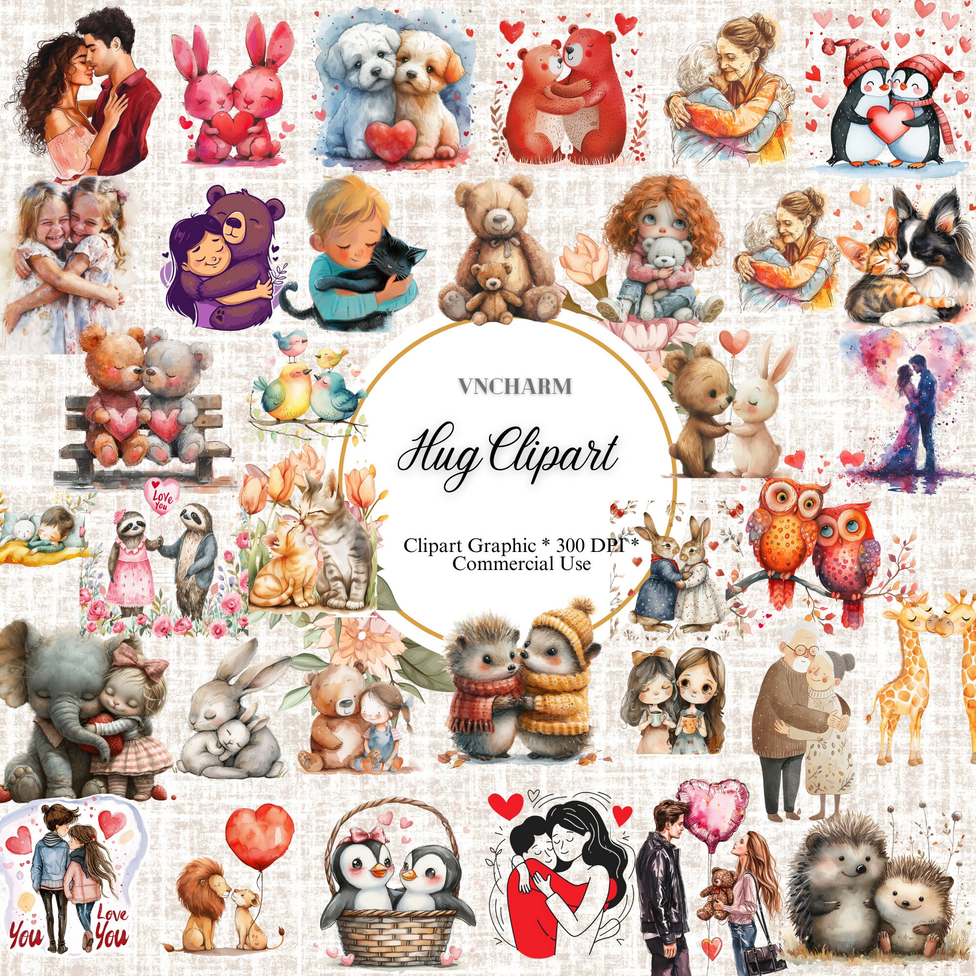 Hug Clipart:200 Hugging Clipart, Family Hug Clipart, Friend Hug Clipart ...