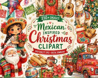 230+ Mexican Inspired Christmas Clipart -Etsy Clipart, High-Quality JPGs, Digital Download, Card Making, Digital Paper Craft, Junk Journals