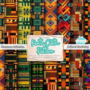 Oltre 100 motivi senza cuciture stampati su tessuto Kente (4K, Ultra HD, 4096 x 4096 px) - Download immediato gratuito di 3 file 12x12" 300 dpi per uso commerciale