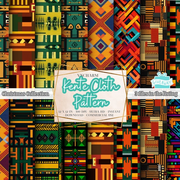 100+ Kente Cloth Print Seamless Pattern (4K, Ultra HD, 4096 x 4096 Px) - Free 3 Files 12x12" 300 Dpi Instant Download Commercial Use