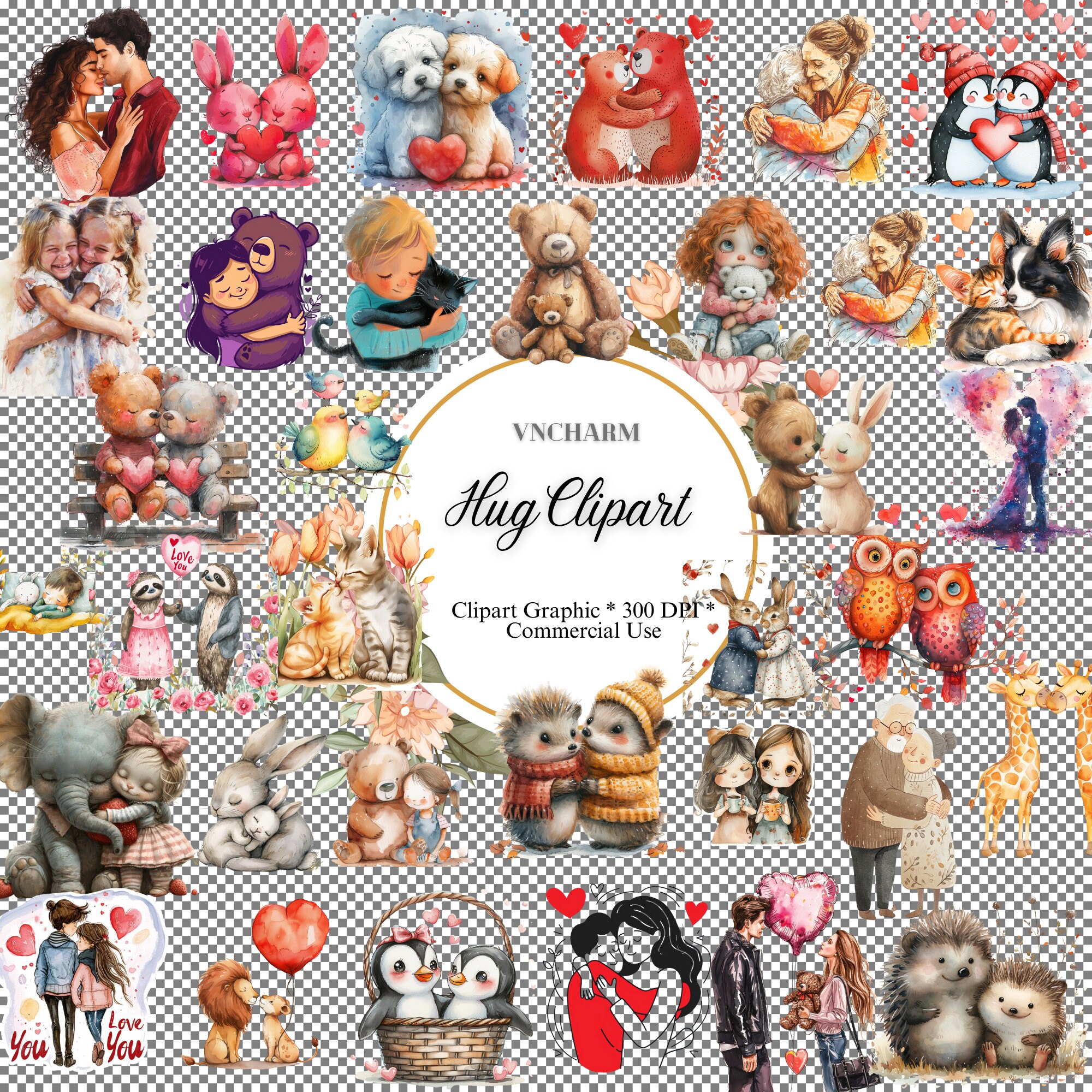 Hug Clipart:200 Hugging Clipart, Family Hug Clipart, Friend Hug Clipart ...
