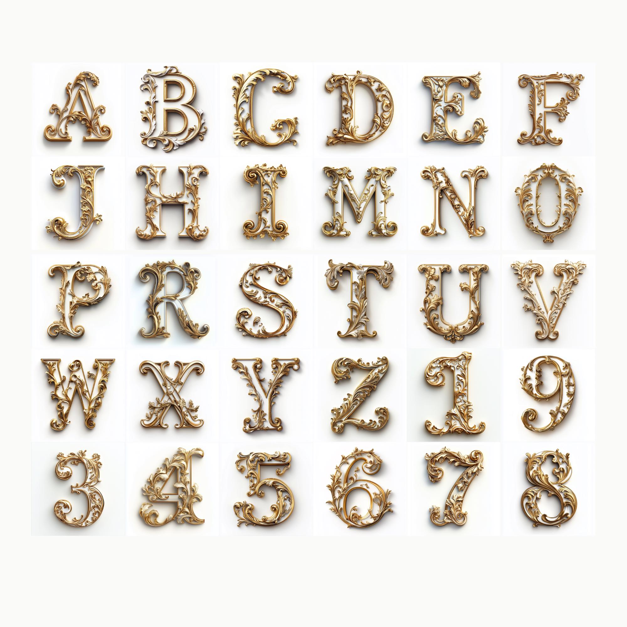 Letter Form Rococo Rococo Alphabet & Number| 3D Baroque Alphabet, Baroque Letters ...