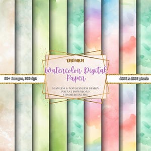 90+ Watercolor Digital Paper | 12 x 12 Digital Paper Printable | Instant Download Watercolour Digital Paper Background, Pastel, Alcohol Ink