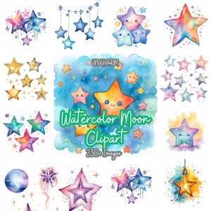 230+ Aquarell Stern Clipart - Etsy Clipart, hochwertige PNG, digitaler Download, Kartenherstellung, digitales Papier, kommerzielle Nutzung
