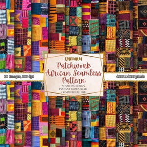 African-Inspired Patterns Seamless Patchwork | Kente Patterns | 12x12&quot; | 300 DPI | Instant Download | Commercial Use, Africa, Tribal