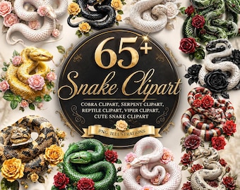 65+ Snake Clipart PNG Bundle, Cobra Serpent Viper Clipart, Cute Snake Illustration, Reptile Graphics, 4K 300DPI, Commercial Use | VNCharm