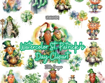 230+ Watercolor St. Patrick’s Day Clipart Bundle, High-Quality PNG, St. Patrick's Day png, St. Patrick's Shamrock png, design download
