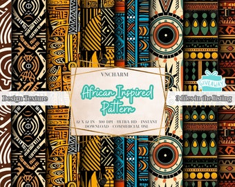 50+ Seamless African Inspired Pattern (4K, Ultra HD, 4096 x 4096 Px) - Free 3 Files 12x12&quot; 300 Dpi Instant Download Commercial Use