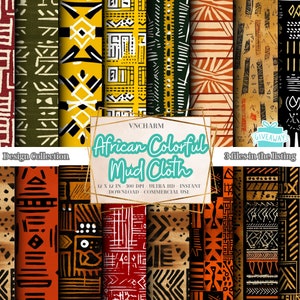 Oltre 65 motivi senza cuciture di tessuto di fango africano colorato (4K, Ultra HD, 4096 x 4096 px) - Download immediato gratuito di 3 file 12x12" 300 dpi per uso commerciale