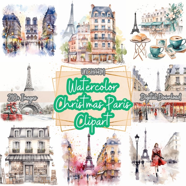 230+ Watercolor Christmas Paris Clipart  - Etsy Clipart, High-Quality PNG, Digital Download, Card Making, Digital Paper, Free Download