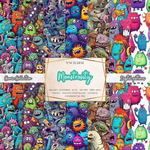 70+ Seamless Monster Digital Paper Pack (4K, UHD) - Monster Patterns, Digital Paper Pack, 4K Textures, Non-Seamless Monsters, Commercial Use