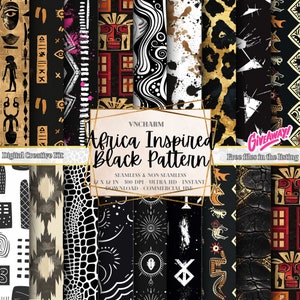 70+ African Inspired Black Seamless Pattern (4K, Ultra HD, 4096 x 4096 Px) - Free 3 Files 12x12&quot; 300 Dpi Instant Download, Mug Cloth, Kente