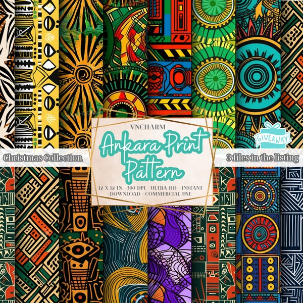 Plus de 170 motifs imprimés sans couture d'Ankara (4K, Ultra HD, 4096 x 4096 Px) 12 x 12" 300 dpi Téléchargement instantané Usage commercial Impression africaine, dashiki