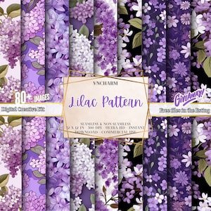 80+ Lilac Pattern, Seamless & Non-seamless, 4K, Ultra HD, 4096 x 4096 Px, 12x12&quot; 300 DPI Instant Download, Lilac Flowers, Lilac Wallpaper