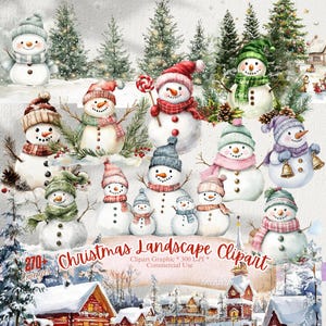 Más de 270 imágenes prediseñadas de muñecos de nieve navideños, gráficos festivos de muñecos de nieve, imprimibles navideños, descarga digital instantánea, manualidades de uso comercial ilimitado