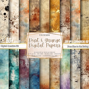 60+ Dust and Grunge Textured Paper, Vintage Background, Dizzy art, Grungy Digital Paper, Digital Grunge Backgrounds, Seamless Grunge 300 DPI